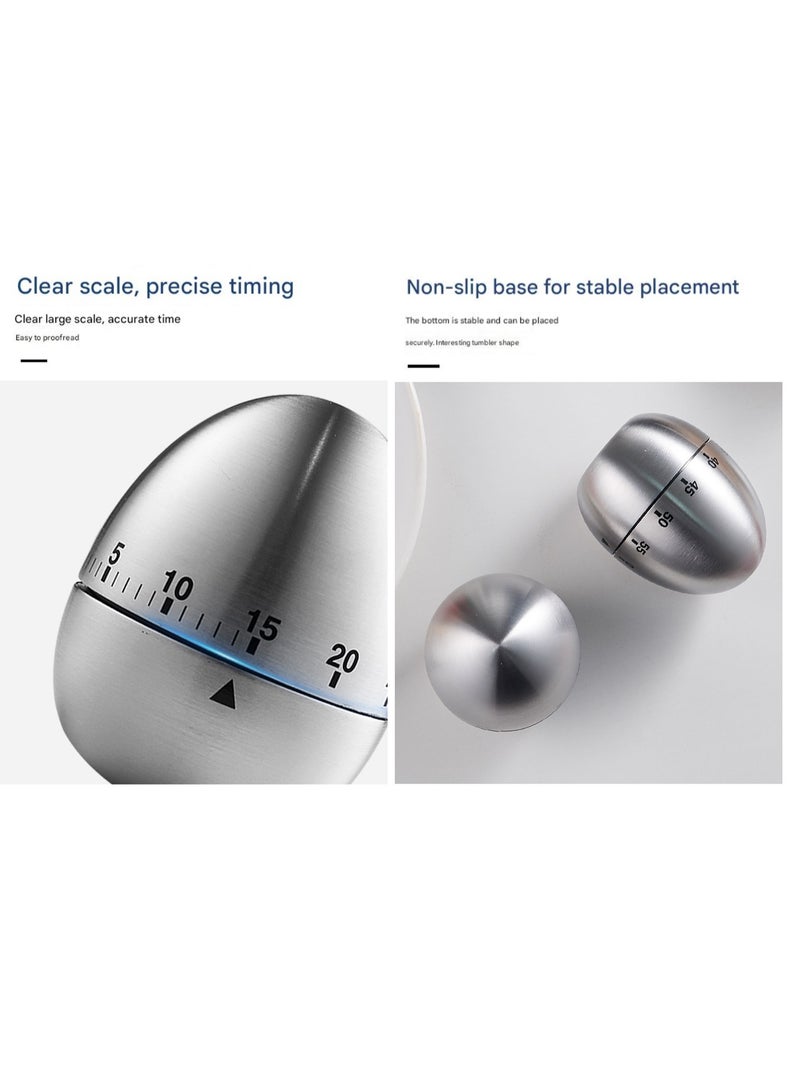 Egg Shape Kitchen Timer 60 Minutes, Mechanical Cooking Timer, No Battery Needed, Cute Design for Baking, Cooking, Study - Image 3